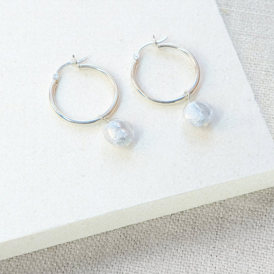 Moon Rock Hoop Earrings 25mm - Sterling Silver