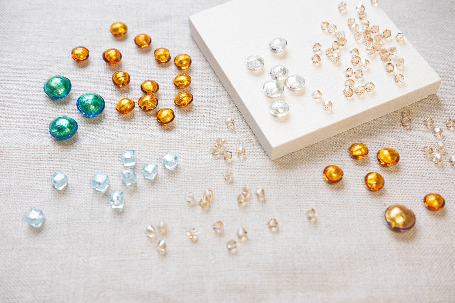 a beautiful array of Murano glass beads and Swarovski crystals for jewellery
