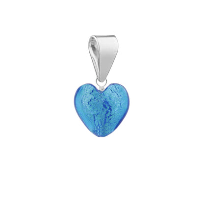 Murano Glass Pendant 8mm Heart - Electric Blue/Sterling Silver