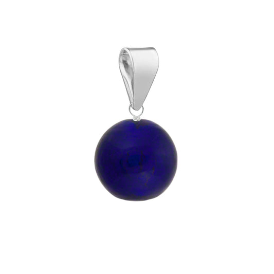 Murano Glass Pendant 10mm Round - Cobalt Blue/Sterling Silver