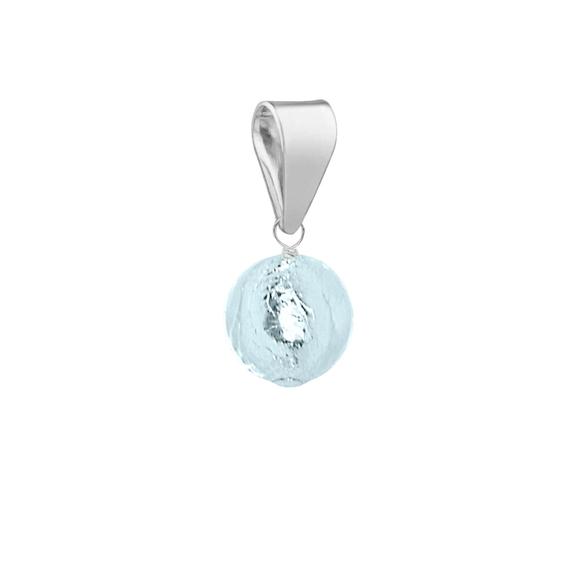 Murano Glass Pendant 6mm Round - Aquamarine Blue/Sterling Silver