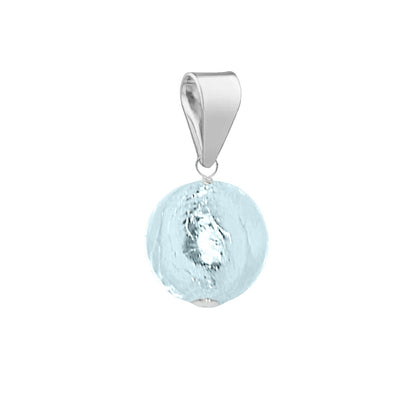 Murano Glass Pendant 8mm Round - Aquamarine Blue/Sterling Silver