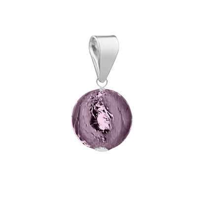 Murano Glass Pendant 8mm Round - Dark Purple/Sterling Silver