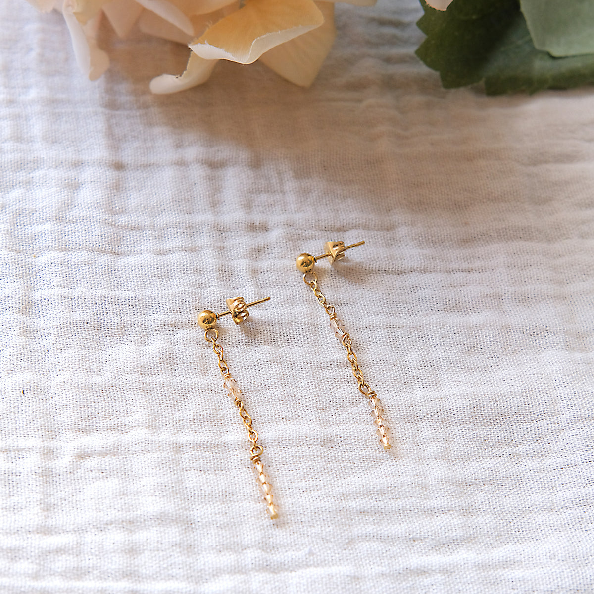 Topaz Swarovski Stud Earrings - Gold