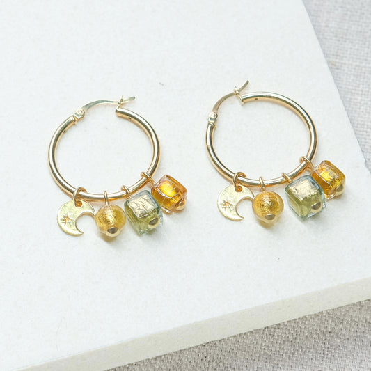 Perlina Moon Hoop Earrings 24mm - Gold vermeil