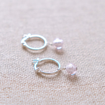 Pink Hoop Earrings - Sterling Silver