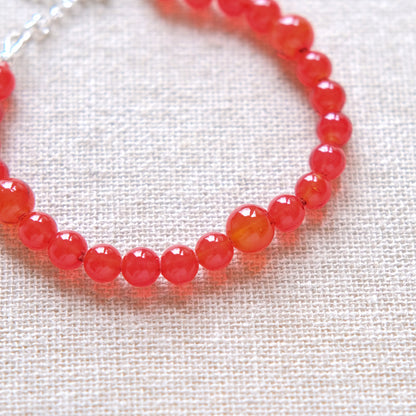 Red Beaded Bracelet - Sterling Silver