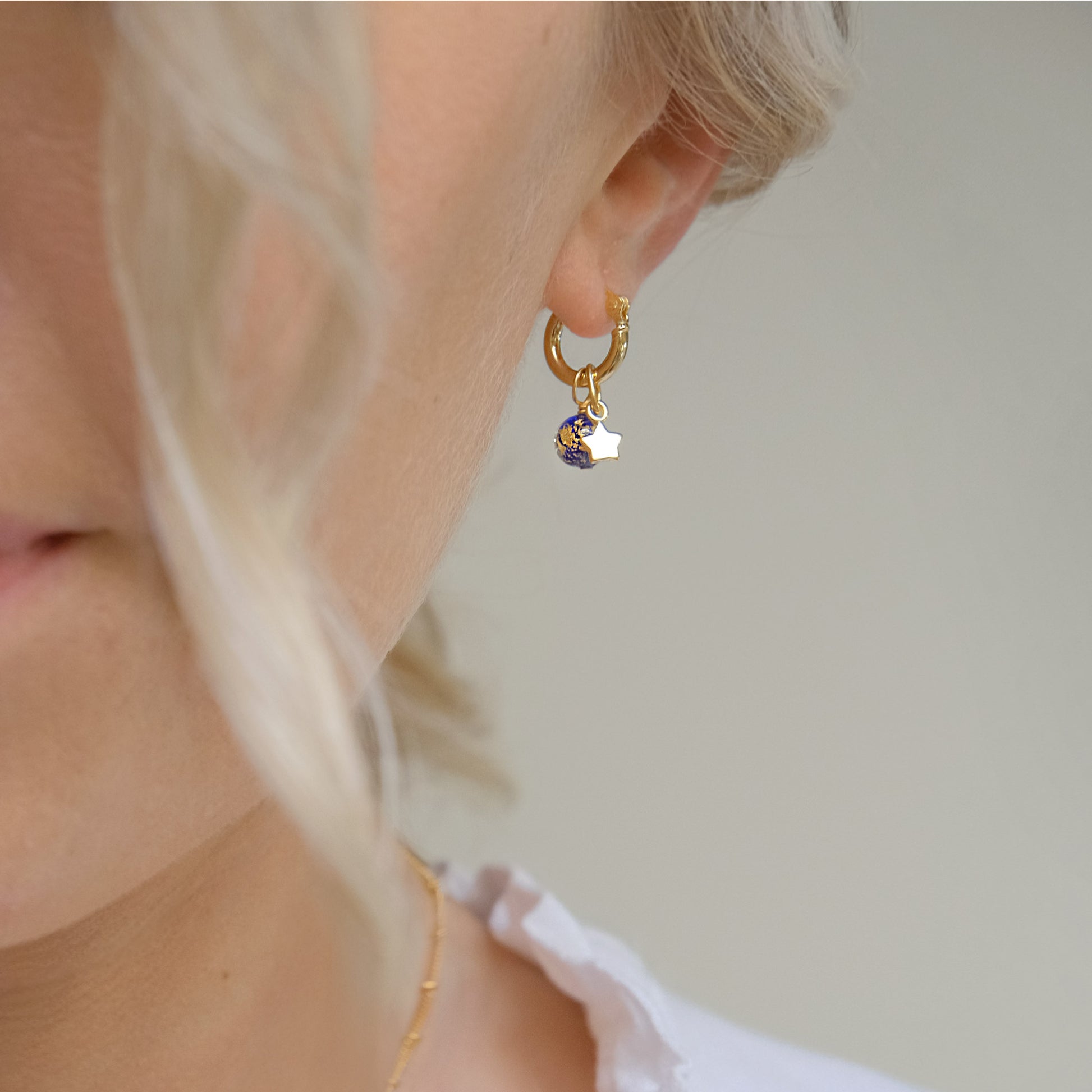 earrings with blue gold vermeil