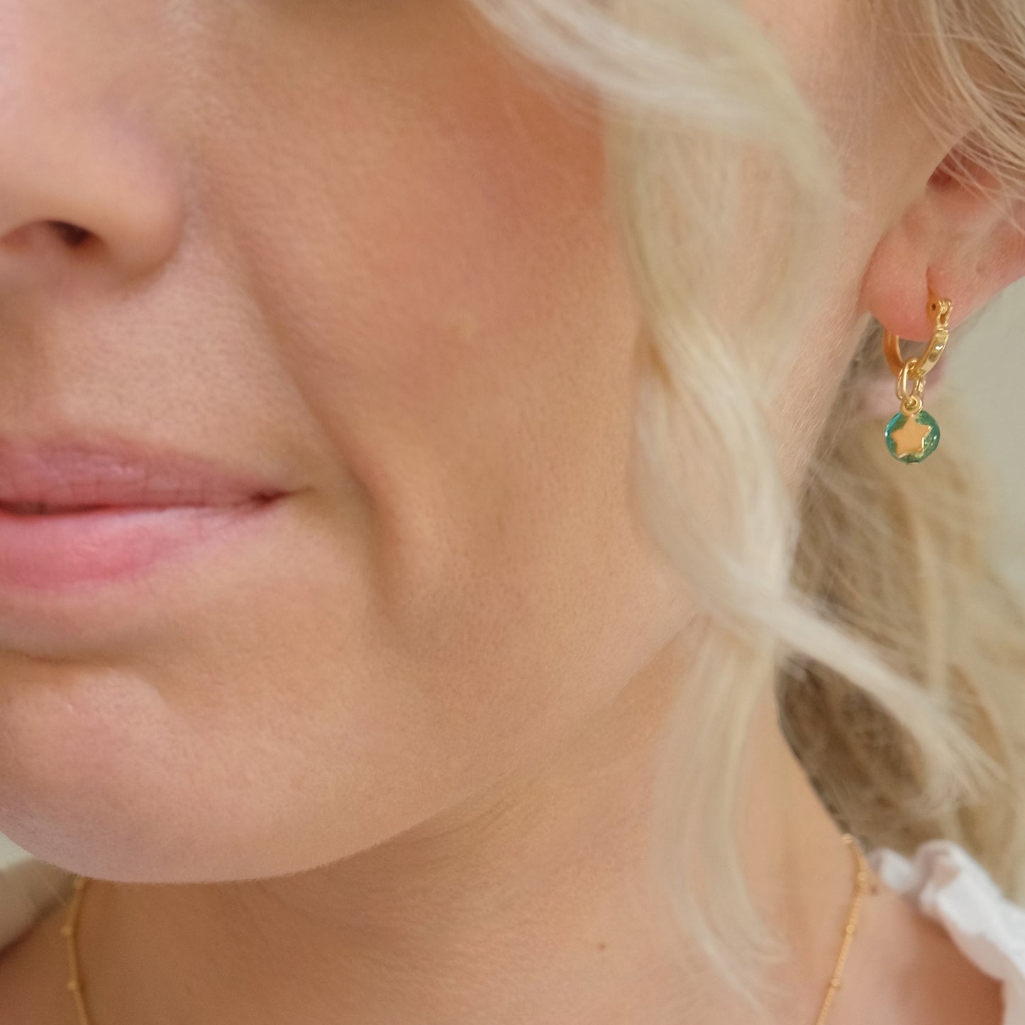 green and gold earrings