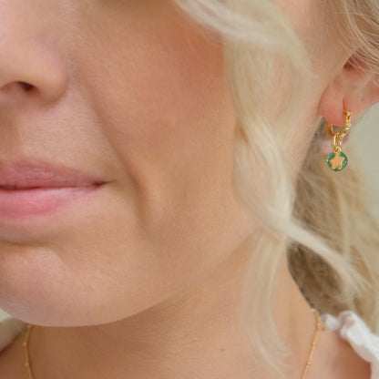 green and gold earrings