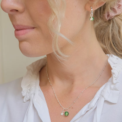 Shine On Huggie Earrings - Green/Sterling Silver