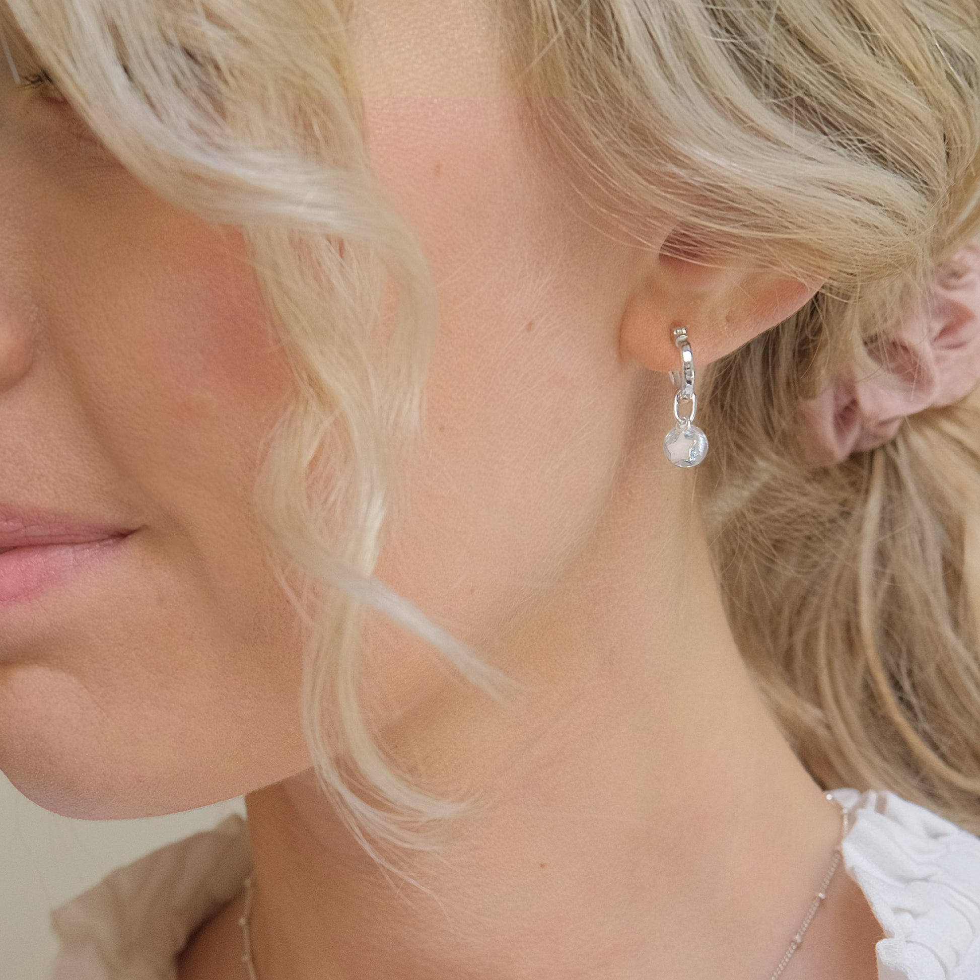 Silver huggies hoop earrings