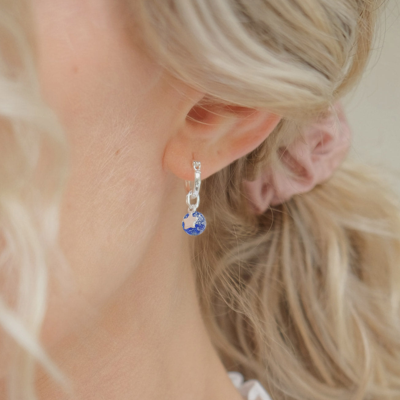 blue stone silver earrings