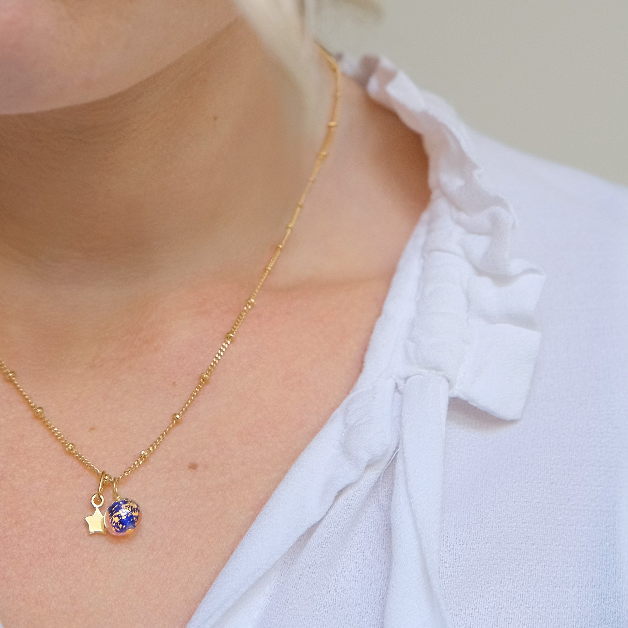 blue stone necklace gold vermeil