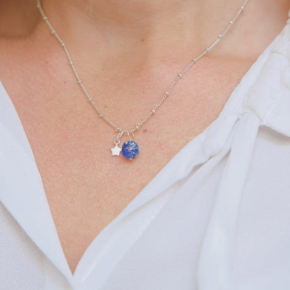 blue stone silver necklace