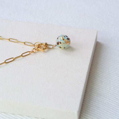 Shine On Ball Necklace - Blue Splash/Stainless Steel