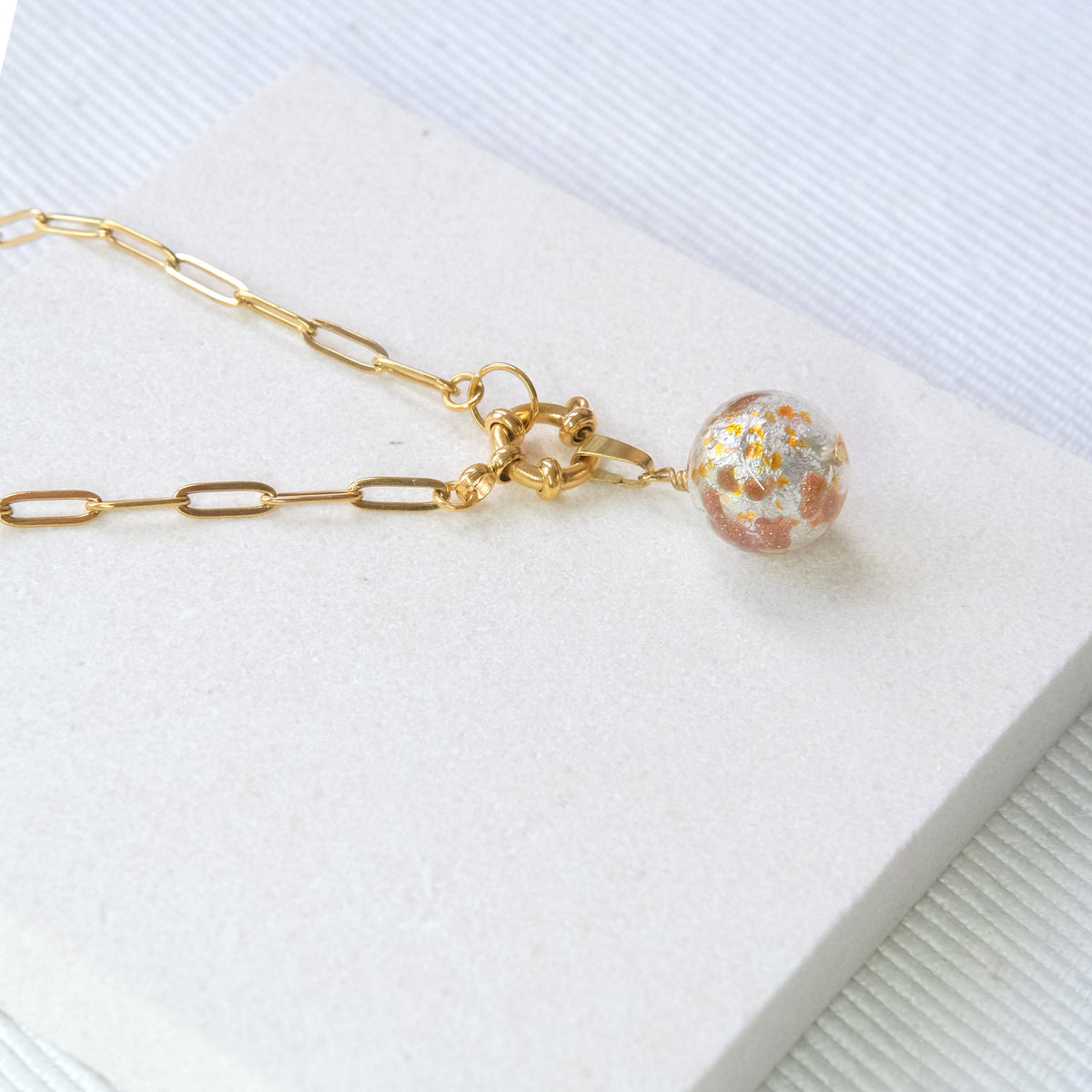 Shine On Ball Necklace - Copper Splash/Stainless Steel