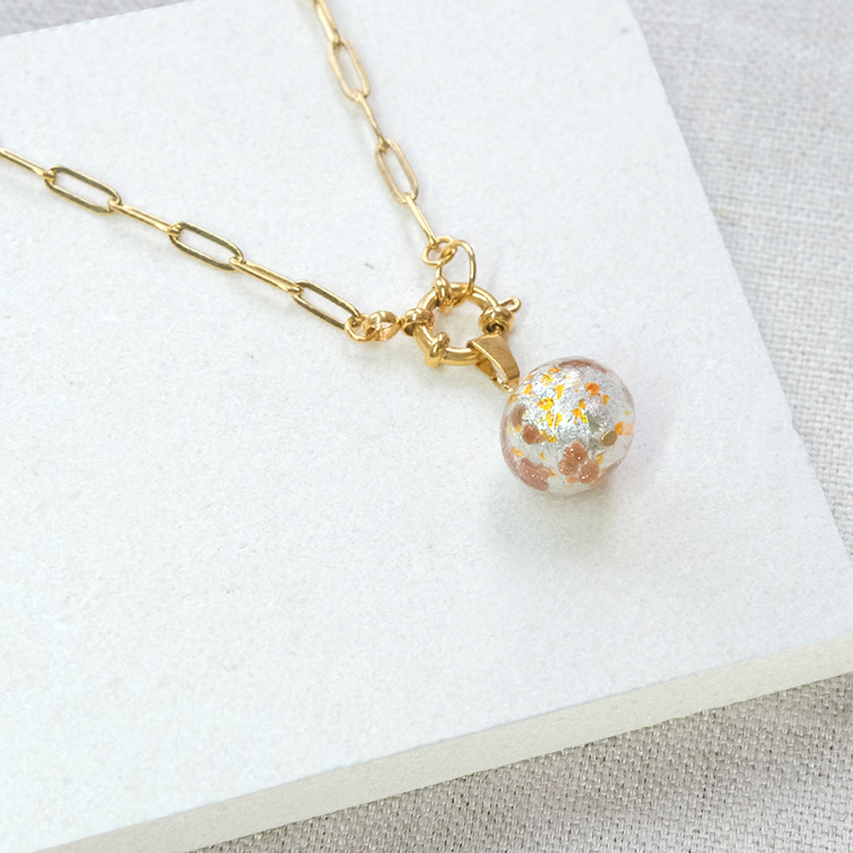 Shine On Ball Necklace - Copper Splash/Stainless Steel