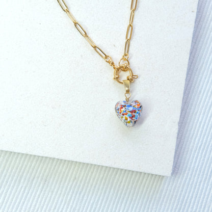 Shine On Heart Necklace - Multi Splash/Stainless Steel