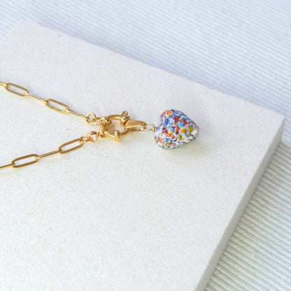 Shine On Heart Necklace - Multi Splash/Stainless Steel