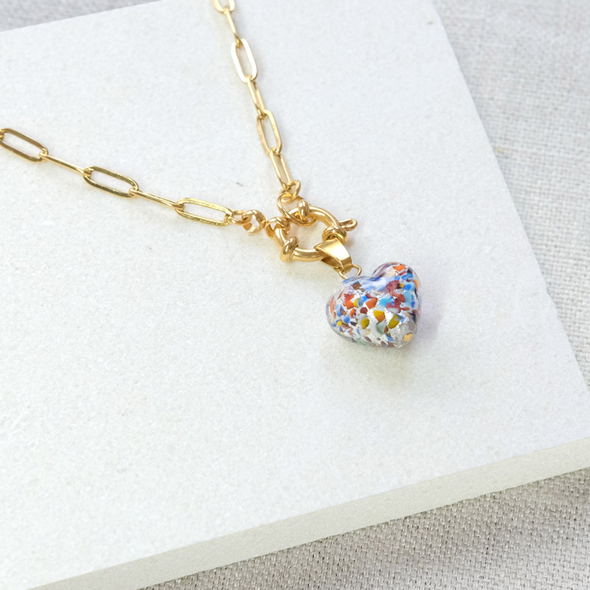Shine On Heart Necklace - Multi Splash/Stainless Steel