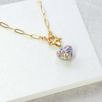 Shine On Heart Necklace - Multi Splash/Stainless Steel