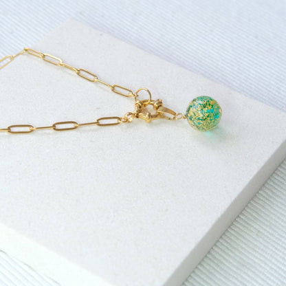 Shine On Ball Necklace - Teal Splash/Stainless Steel