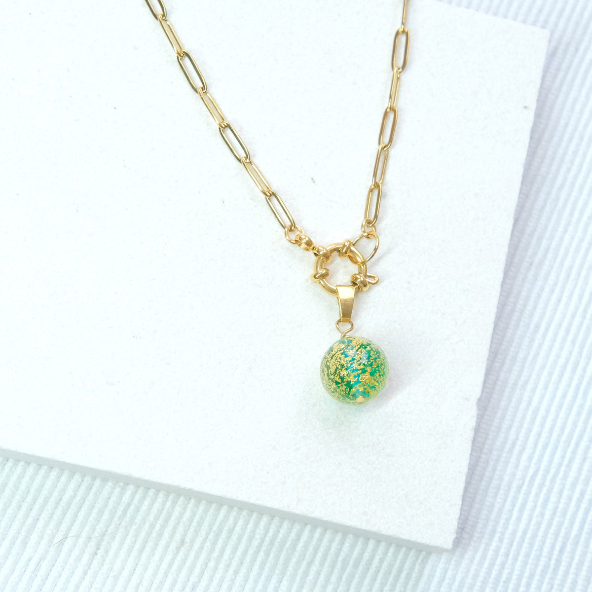 Shine On Ball Necklace - Teal Splash/Stainless Steel