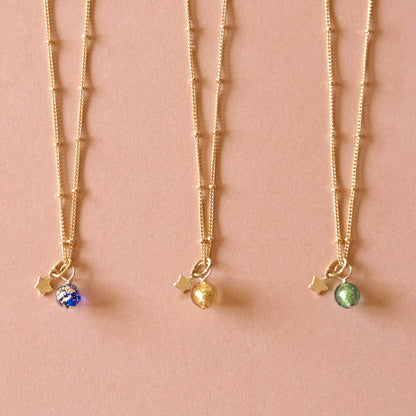 Shine On Star Pendant Necklace - Blue Speckle/Gold Vermeil