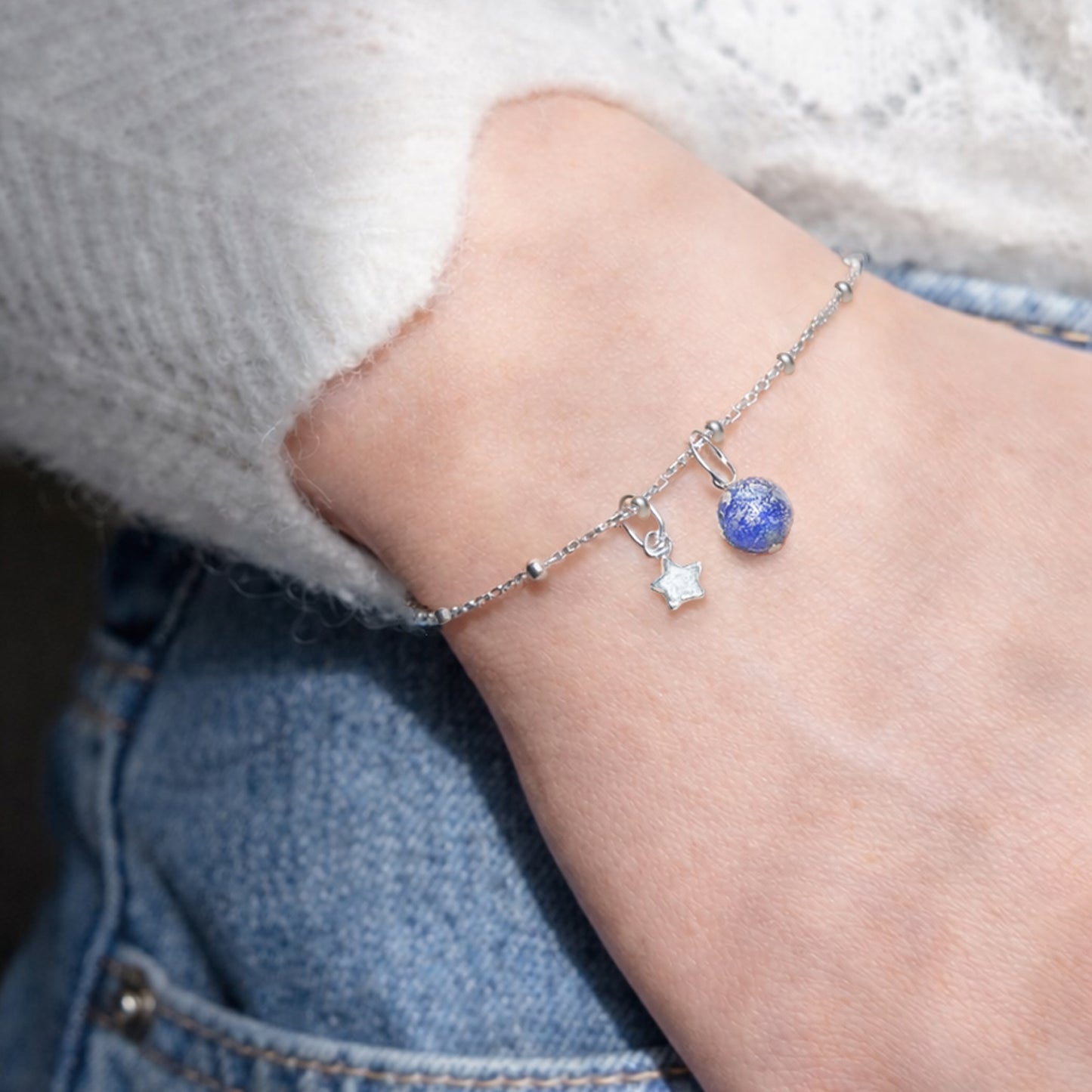 Shine On Star Bracelet - Blue Speckle/Sterling Silver