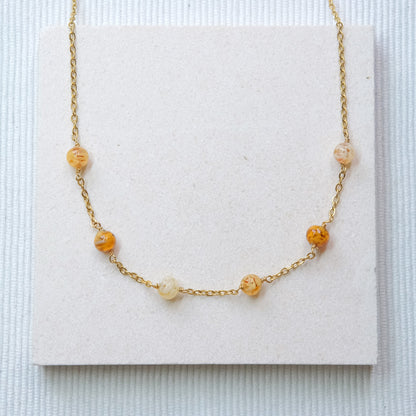 Sky Dancer Pom Necklace - Amber Mix/Gold