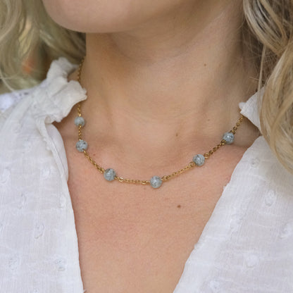 Sky Dancer Pom Necklace - Duckegg/Gold