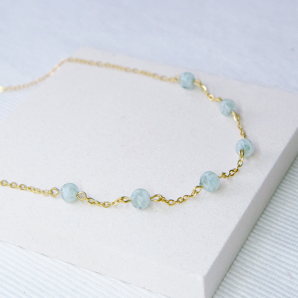 Sky Dancer Pom Necklace - Duckegg/Gold