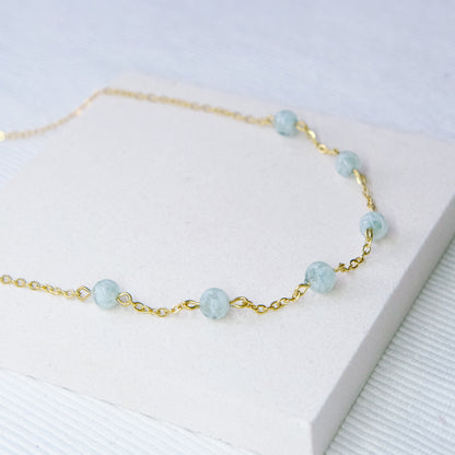 Sky Dancer Pom Necklace - Duckegg/Gold