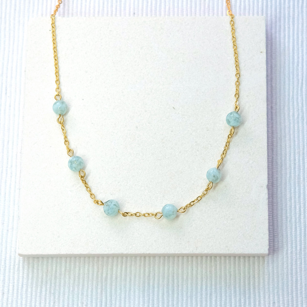 Sky Dancer Pom Necklace - Duckegg/Gold