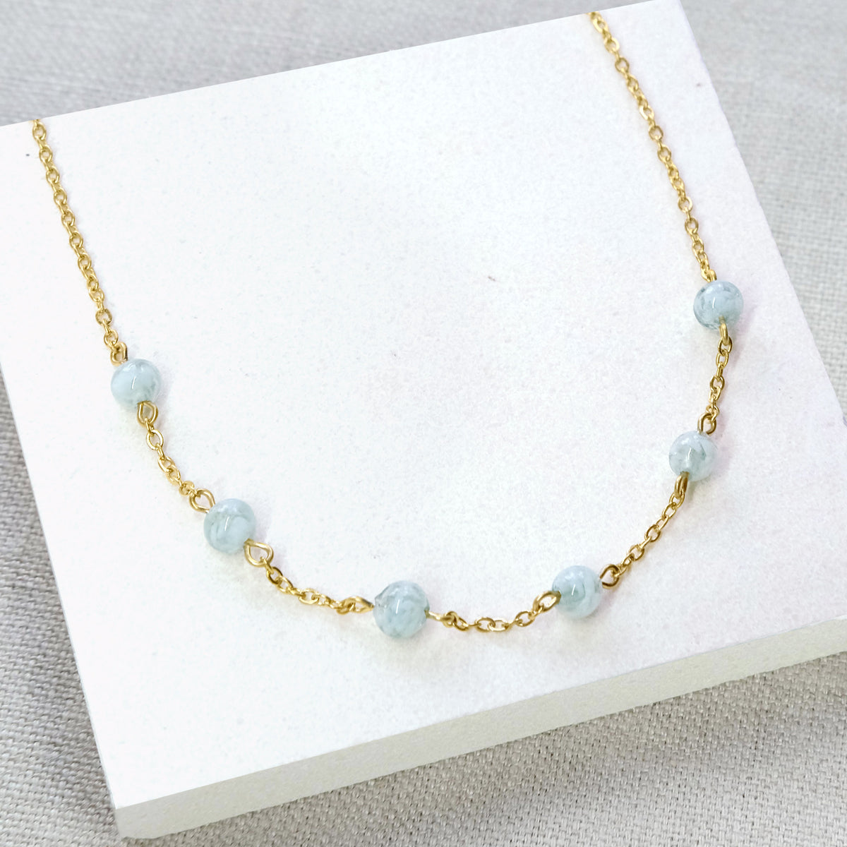Sky Dancer Pom Necklace - Duckegg/Gold