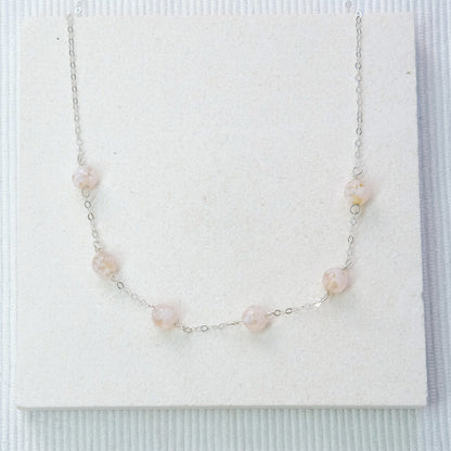 Sky Dancer Pom Necklace - Nude Pink/Sterling Silver