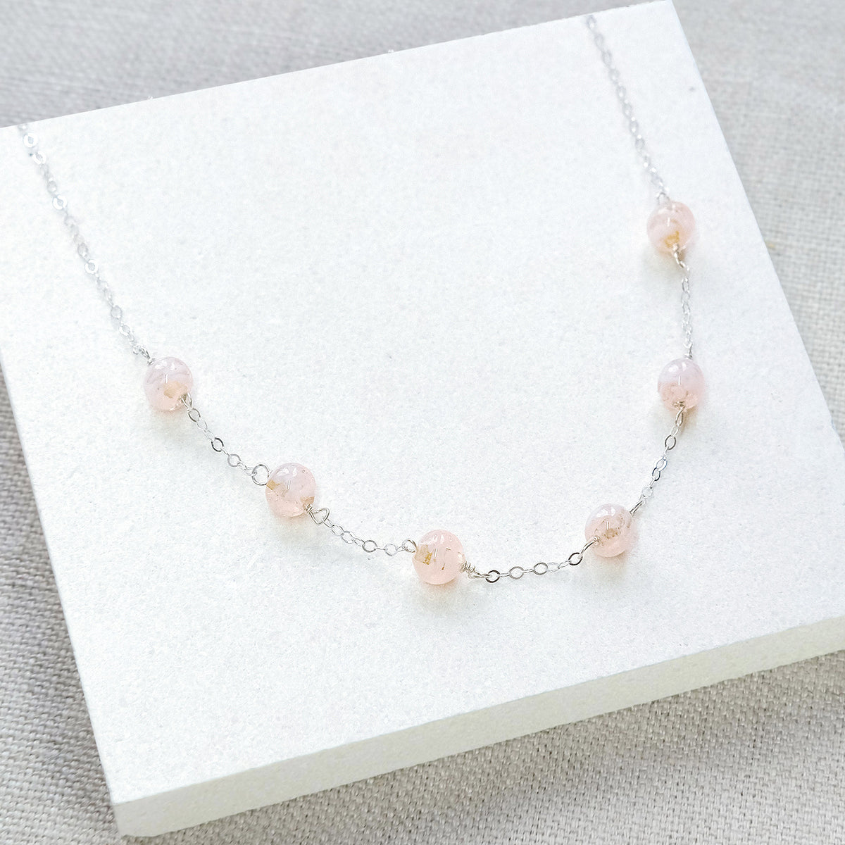 Sky Dancer Pom Necklace - Nude Pink/Sterling Silver
