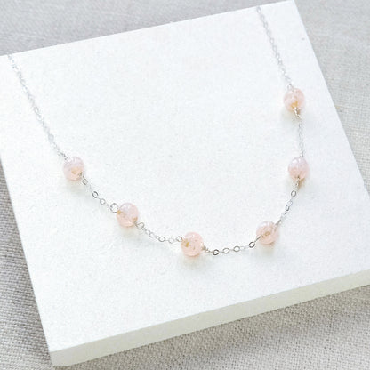 Sky Dancer Pom Necklace - Nude Pink/Sterling Silver