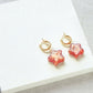 Star Hoop Earrings - Ruby Pink/Gold Plated
