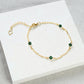 Stardrop Figaro Chain Bracelet - Emerald Green/Gold Vermeil