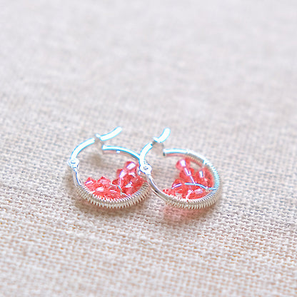 Coral Swarovski Earrings - Sterling Silver