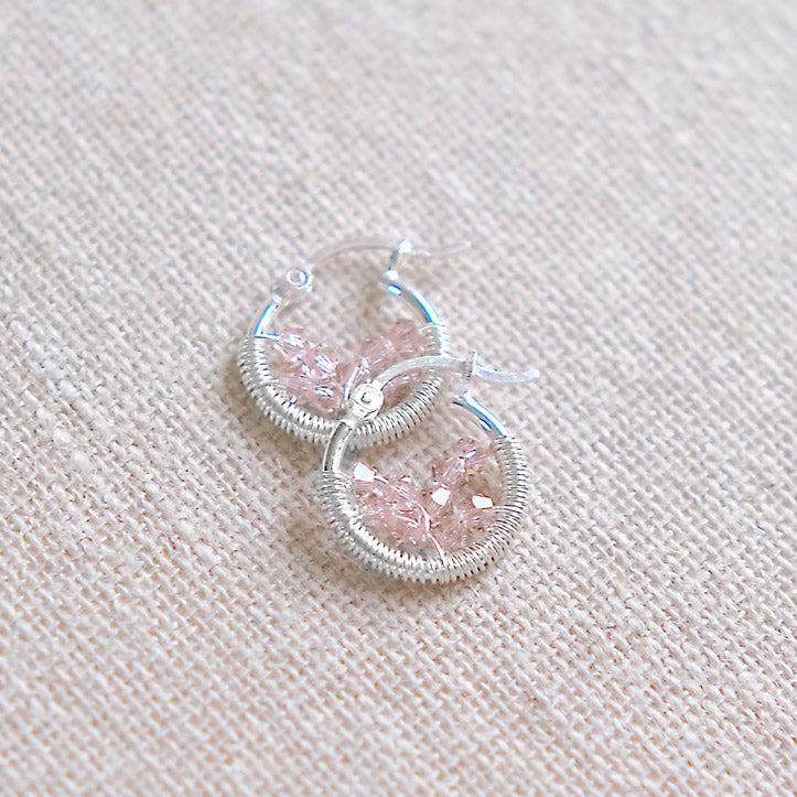 Dusty Pink Swarovski Earrings - Sterling Silver