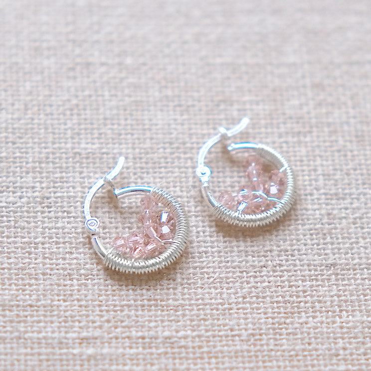 Dusty Pink Swarovski Earrings - Sterling Silver