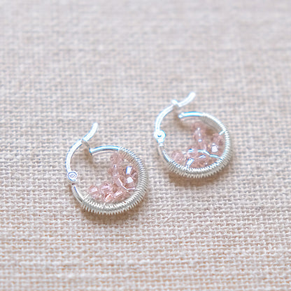 Dusty Pink Swarovski Earrings - Sterling Silver