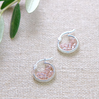 Dusty Pink Swarovski Earrings - Sterling Silver