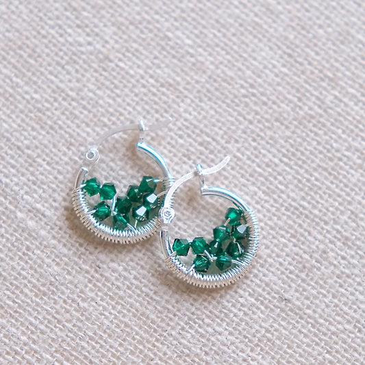 Emerald Green Swarovski Earrings - Sterling Silver