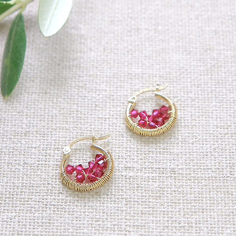 Ruby Pink Swarovski Earrings - Gold Plated