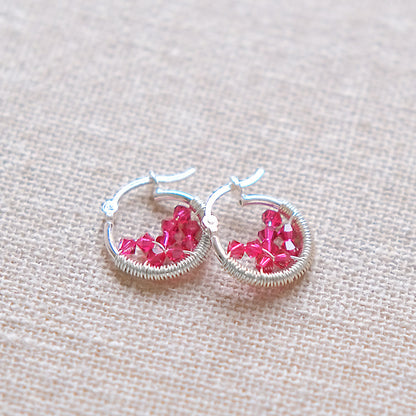 Ruby Pink Swarovski Earrings - Sterling Silver