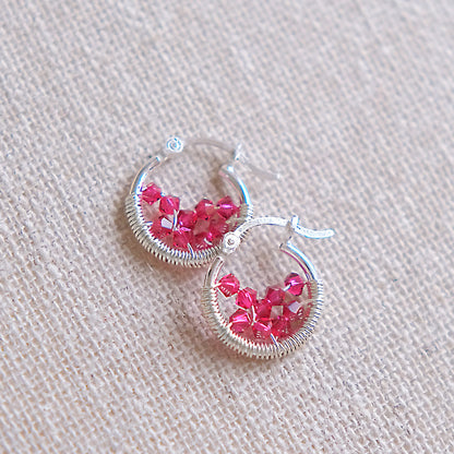 Ruby Pink Swarovski Earrings - Sterling Silver